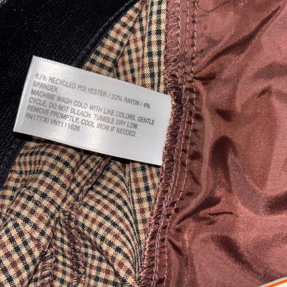 A New Day Womens High Rise Ankle Pants Brown Gingham Plaid Stretch Size 10 - Picture 11 of 13